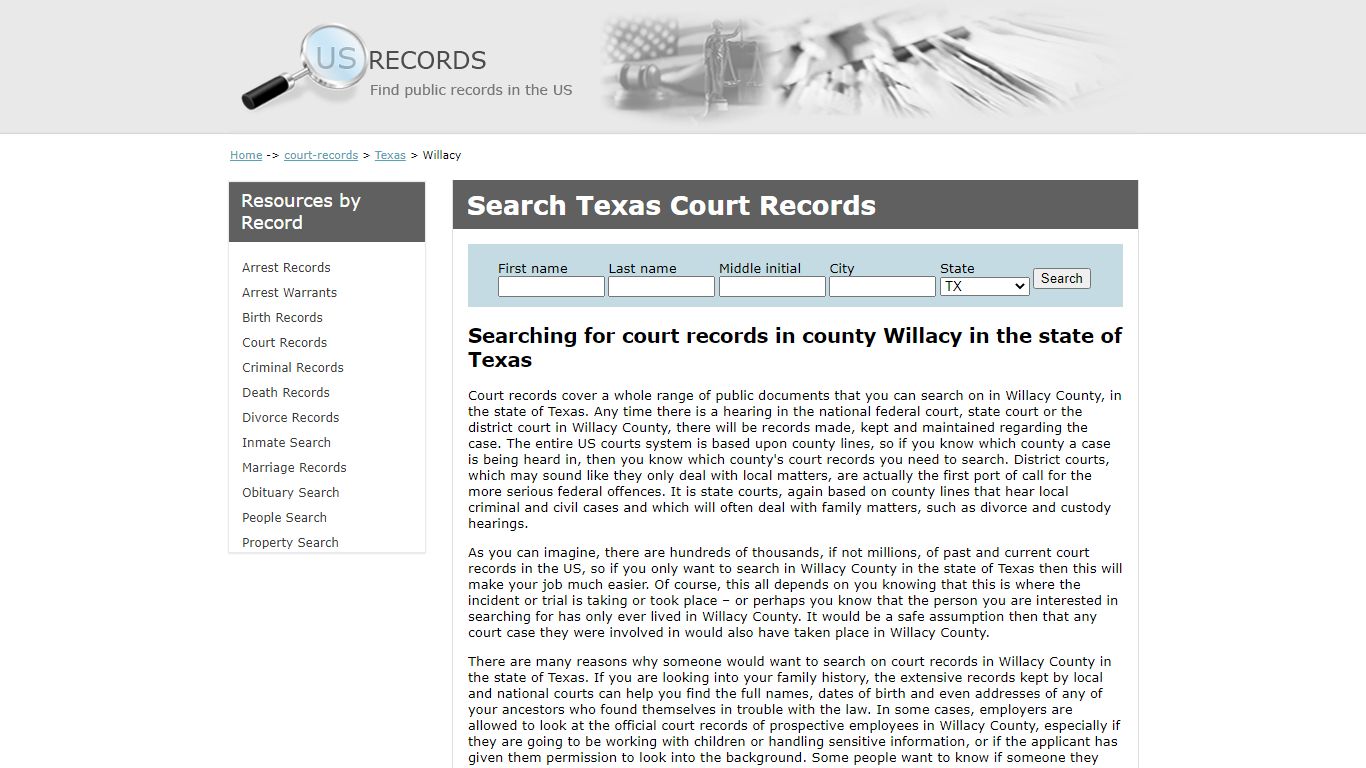 Search Court Records Willacy Texas | US Records