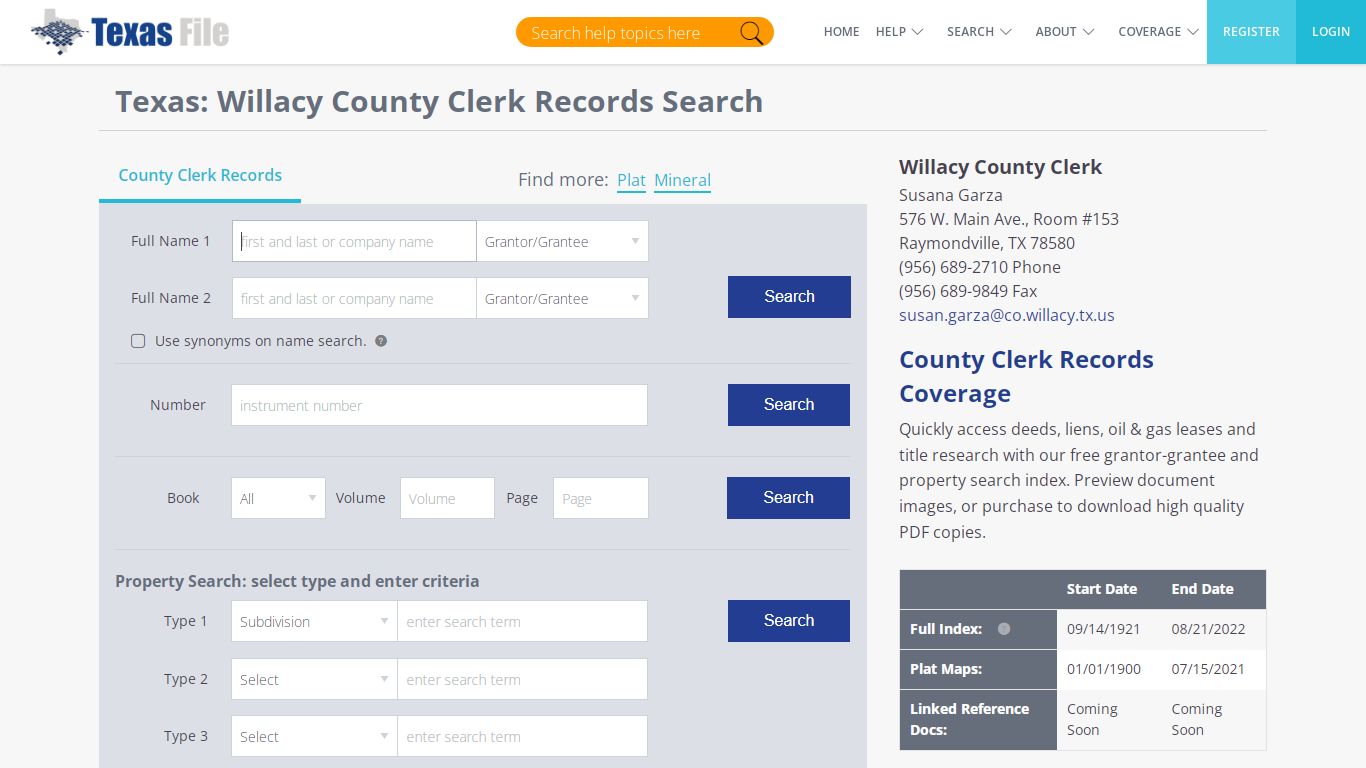Willacy County Clerk Records Search | TexasFile